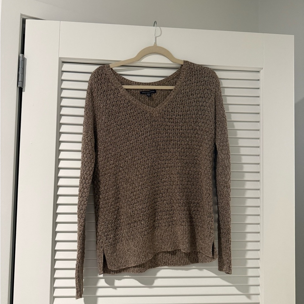 American Eagle Outfitters Brown V-Neck Sweater